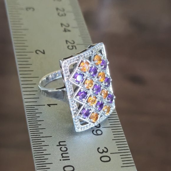 NICKY BUTLER 925 Sterling Silver Amethyst & Honey Topaz Designer Ring Size 7 NWT - Picture 5 of 16